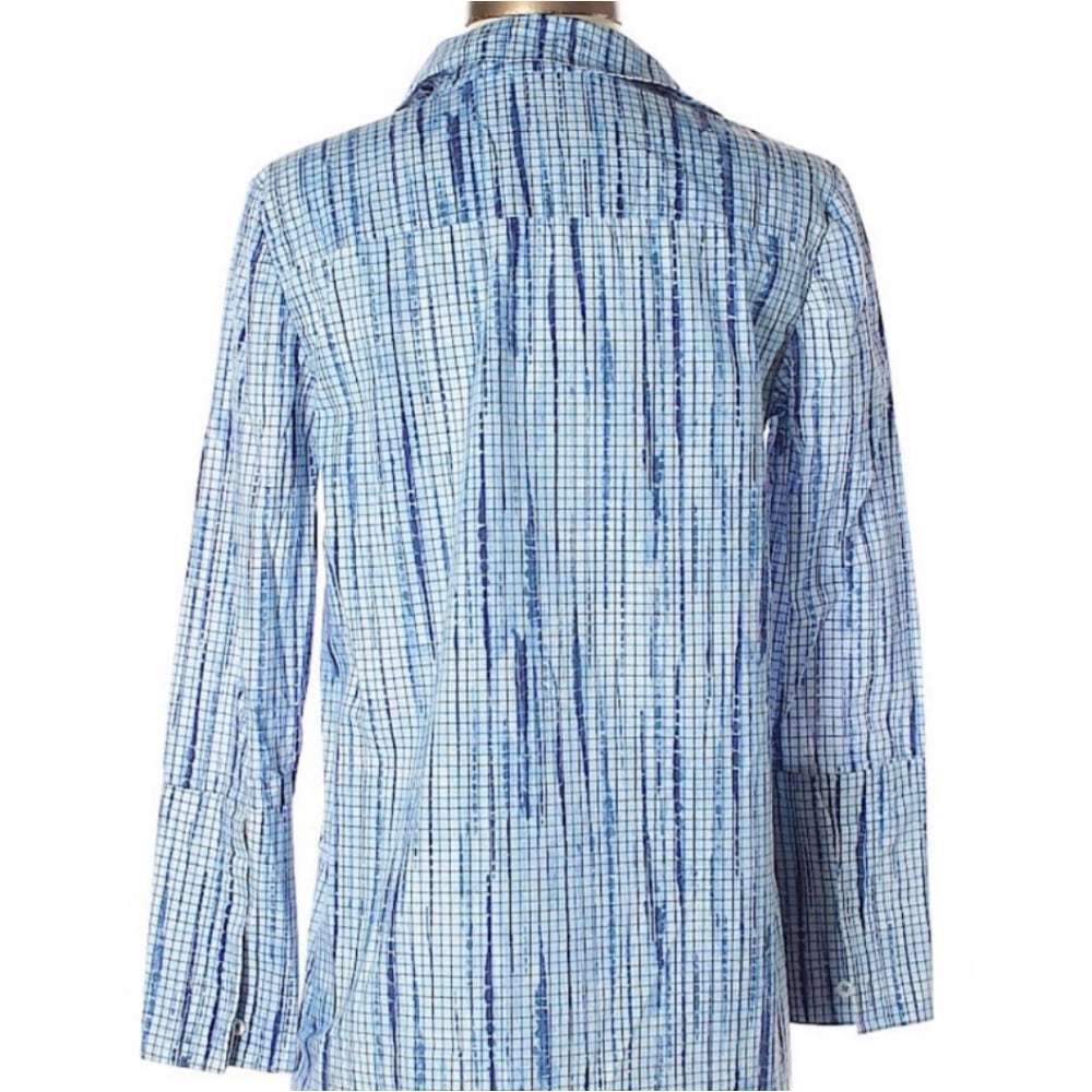 Tory Burch Blue White Collared Blouse - Picture 2 of 7